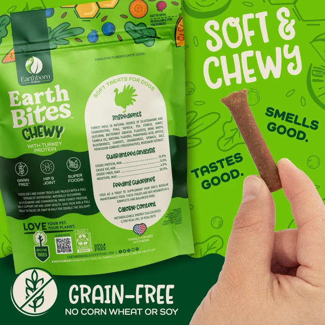 Earthborn EarthBites Chewy Dog Treats – Turkey – 7 oz.