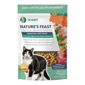 Dr. Marty's Nature's Feast Essential Wellness Poultry, Beef & Salmon Freeze Dried Cat Food - 12 oz.