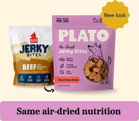 Plato Dog Treat Beef & Bone Broth Jerky Bites – 6 oz.