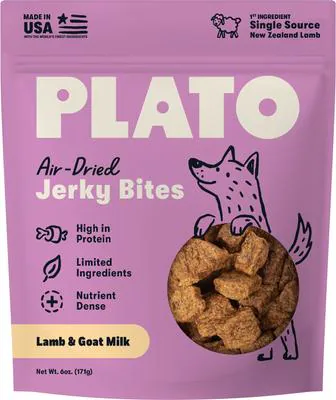 Plato Dog Treat Lamb & Goat Milk Jerky Bites – 6 oz