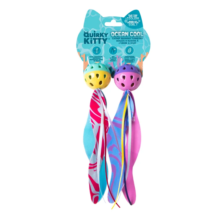 Quirky Kitty Ocean Cool Catnip Seaweed Tumblers Cat Toy – 2 pk.