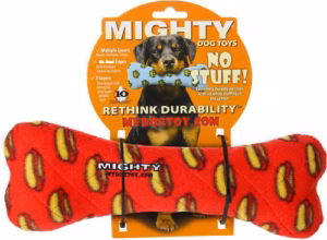 Mighty by Tuffy Squeaky Plush Dog Bone-No Stuffing - 11.75 in.